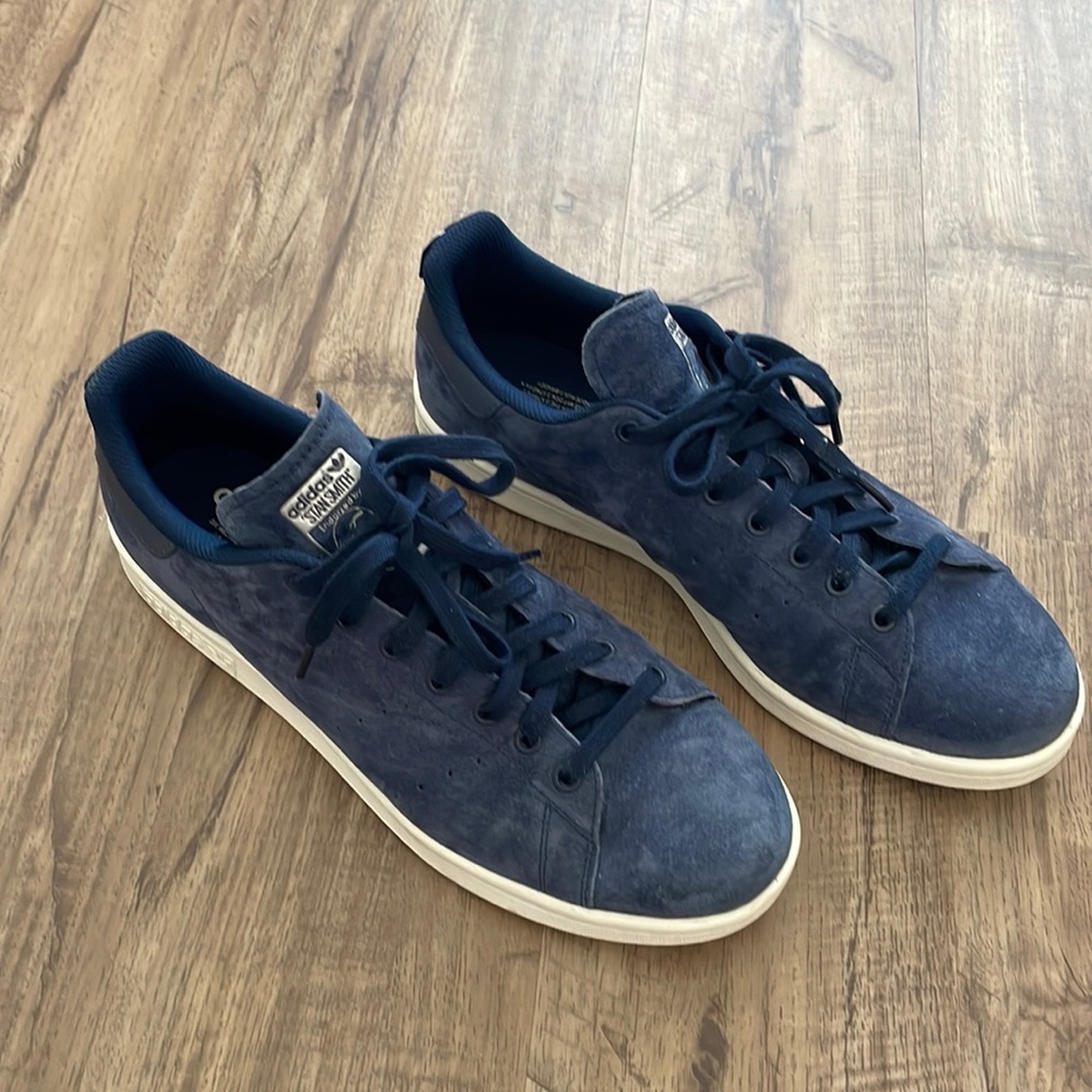 Adidas Mens Size 11.5 Stan Smith Blue Suede Sneakers